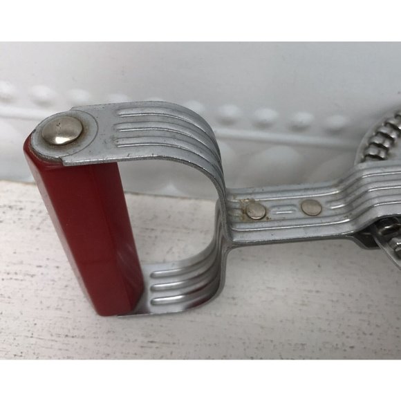 Antq 40s Ekco Red Bakelite Handle Hand Mixer Egg Beater Vtg Farmhouse Retro USA - Picture 3 of 11